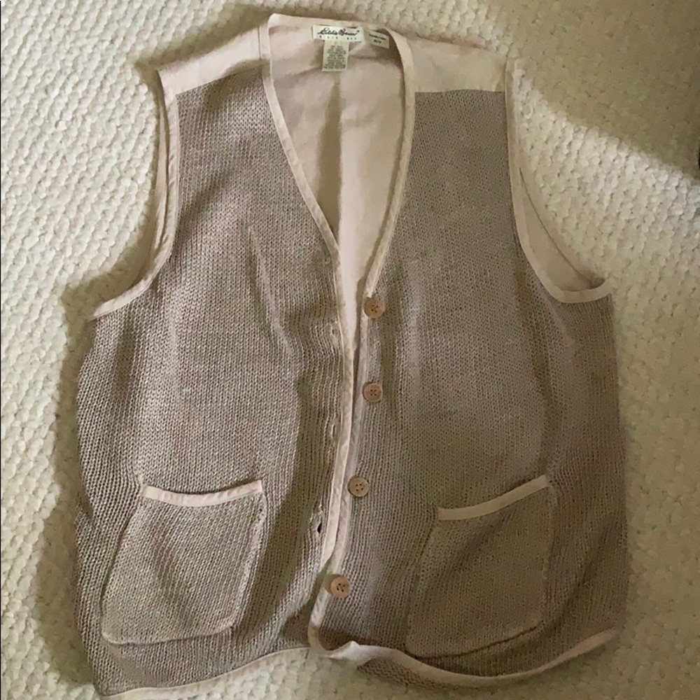 Vintage 90s EB oversized linen and knit vest